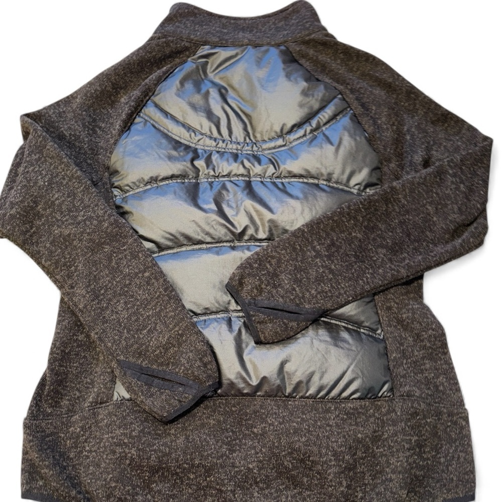 Michael Kors Black brown Hi low down Puffer Jacket with Gold MK Accents - Picture 14 of 16